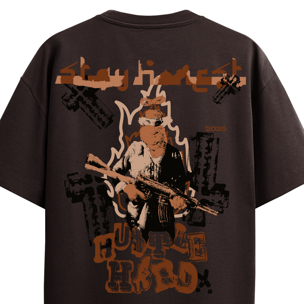 Hustle Hard Brown T-Shirt