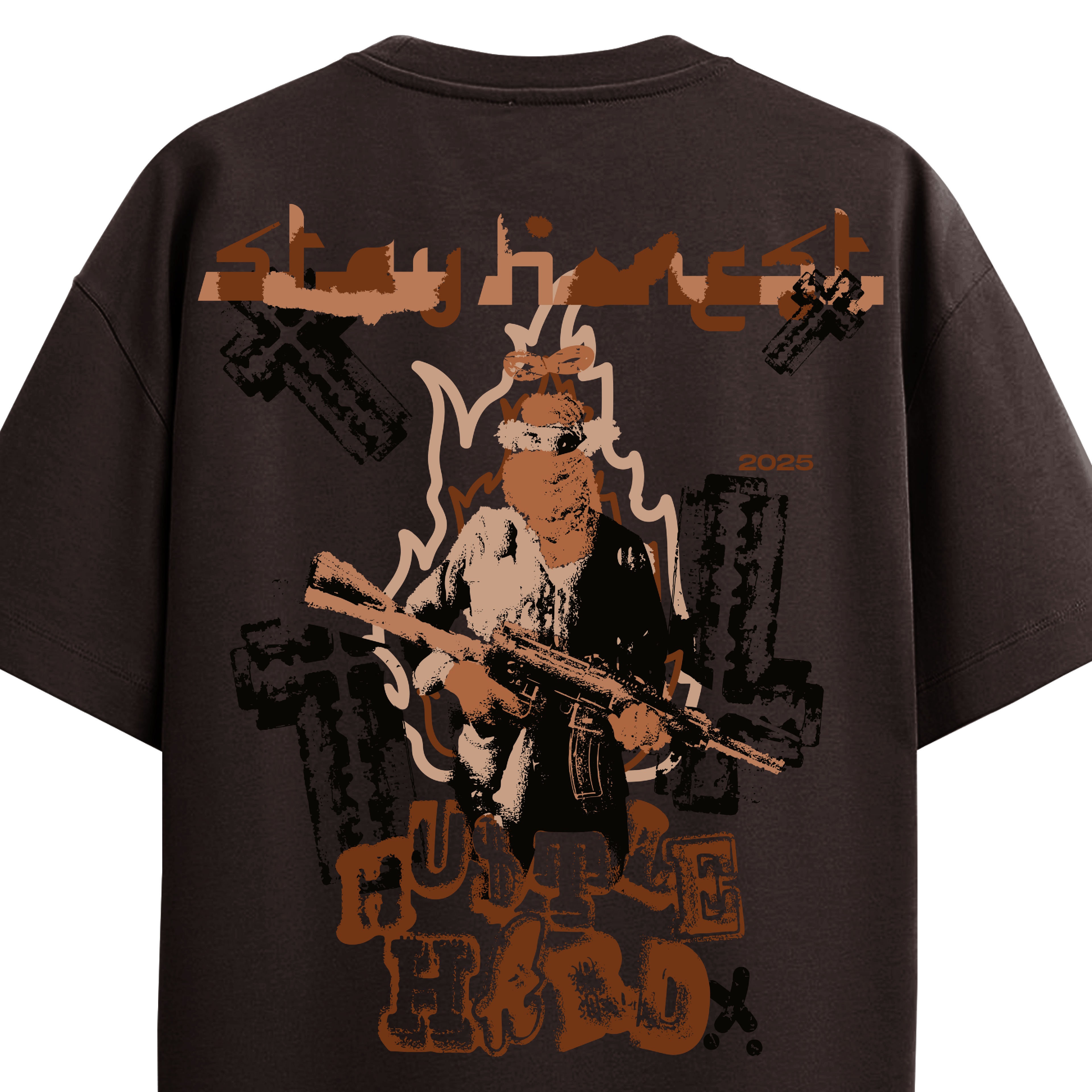 Hustle Hard Brown T-Shirt
