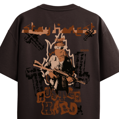 Hustle Hard Brown T-Shirt