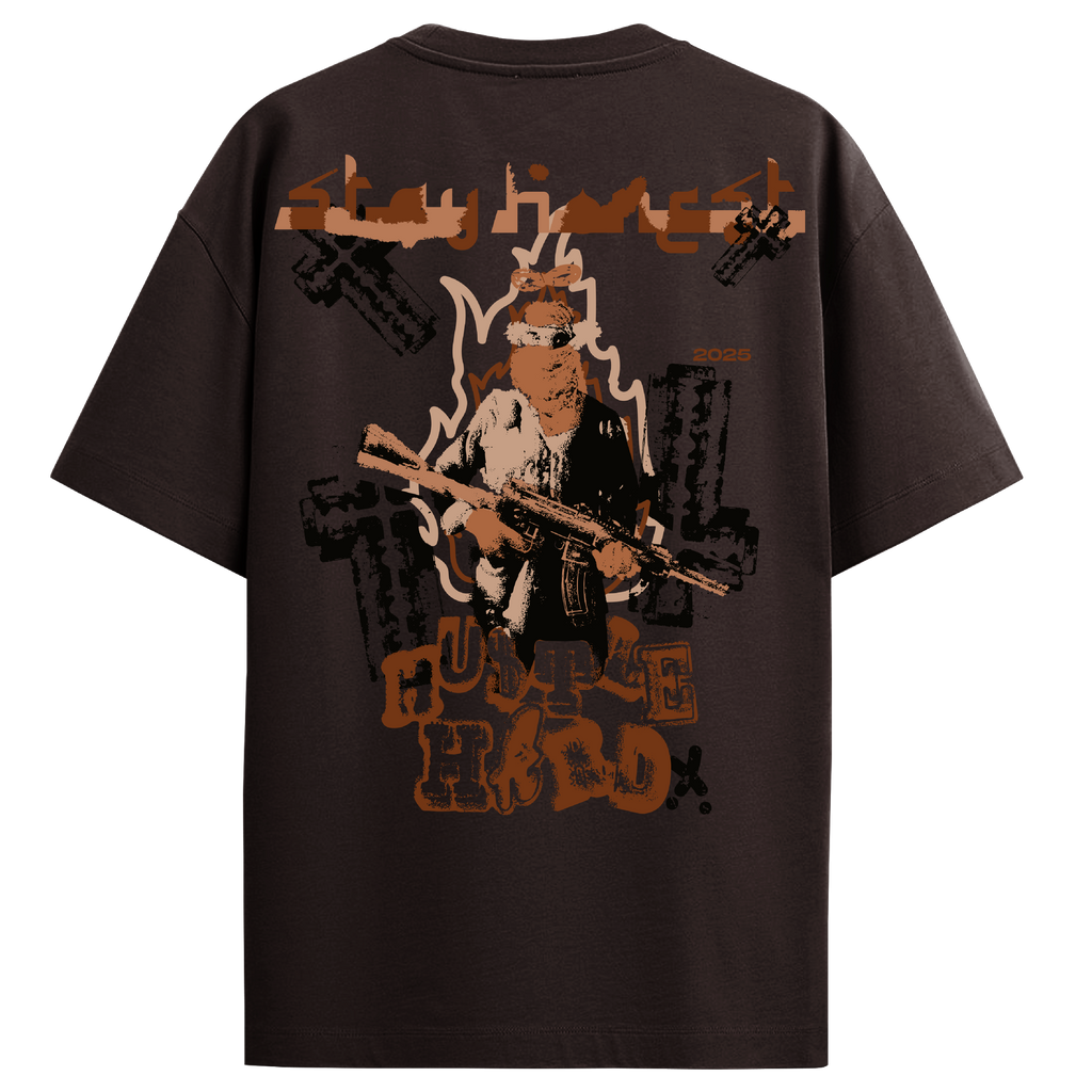 Hustle Hard Brown T-Shirt