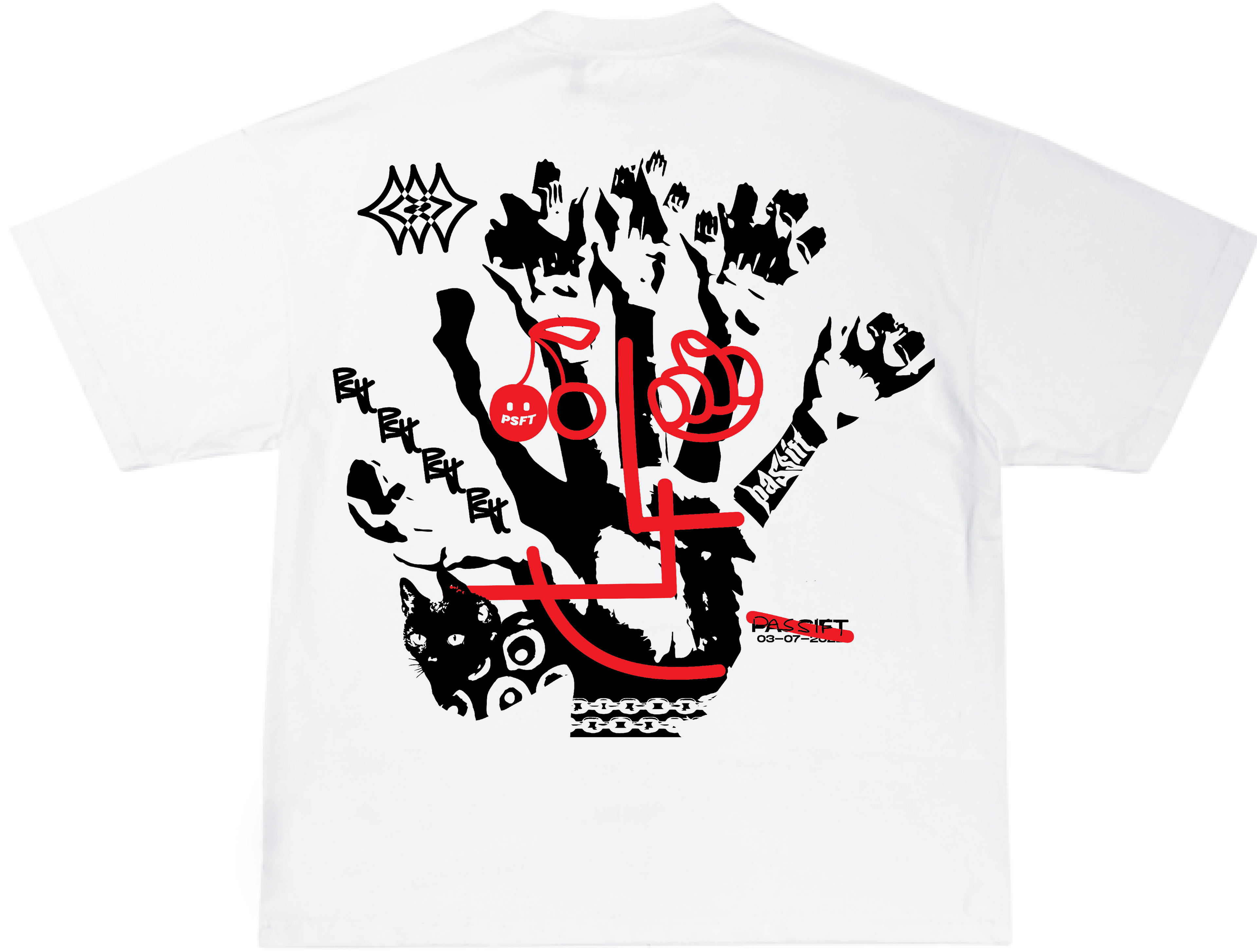 Cherry cat White T-shirt